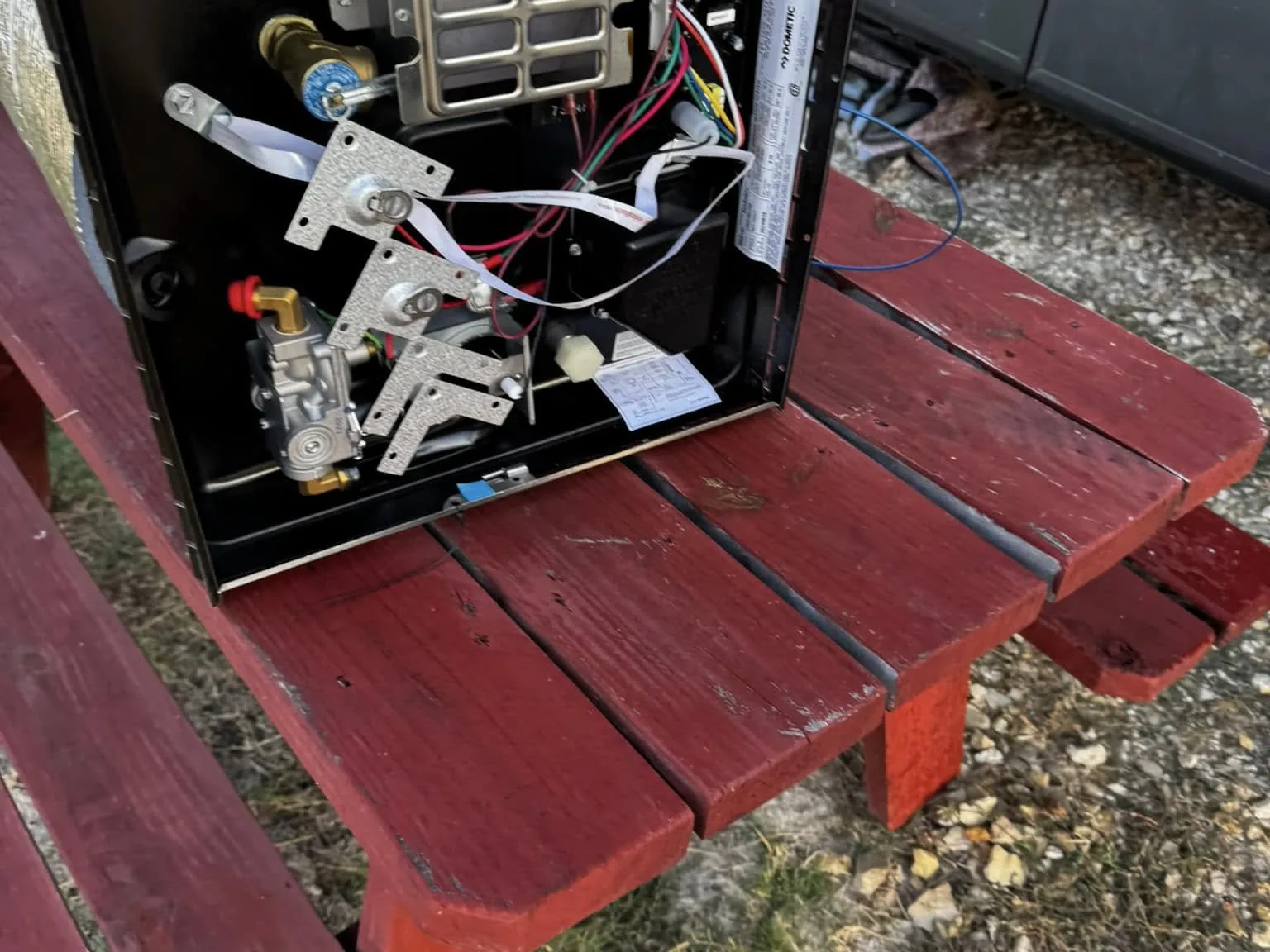 New RV water heater ready to install, RV plumbing and water heater repair